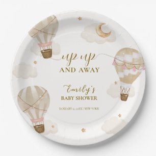 Neutral Elegant Boho Hot Air Balloon Baby Shower  Paper Plates