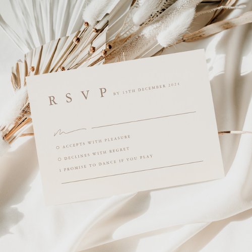 Neutral Elegant Minimalist Wedding RSVP Card 
