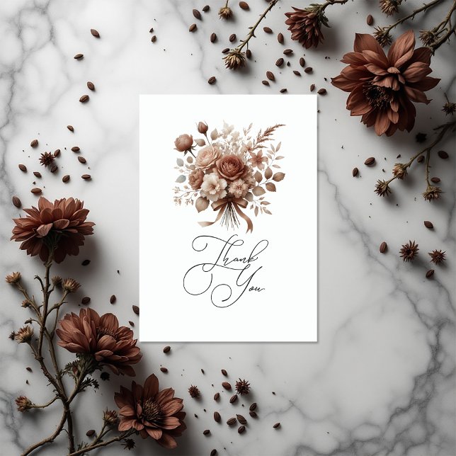 Neutral Elegant Mocha Mousse Floral Thank You Card (Neutral Elegant Mocha Mousse Floral Thank You Card)