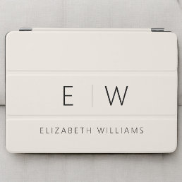 Neutral Elegant Modern Minimalist Monogram Name iPad Air Cover