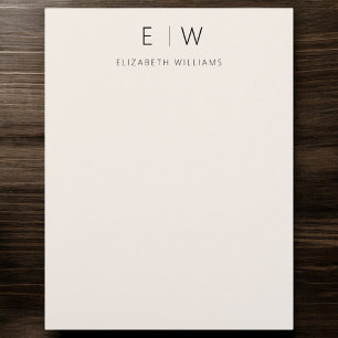 Neutral Elegant Modern Minimalist Monogram Name  Letterhead