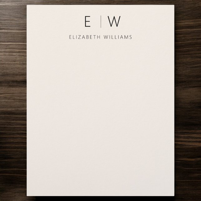 Neutral Elegant Modern Minimalist Monogram Name  Letterhead (Creator Uploaded)