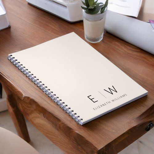 Neutral Elegant Modern Minimalist Monogram Name Notebook