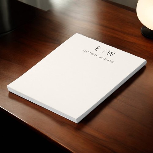 Neutral Elegant Modern Minimalist Monogram Name  Notepad