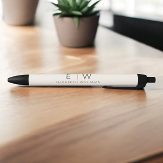 Neutral Elegant Modern Minimalist Monogram Name  Pen