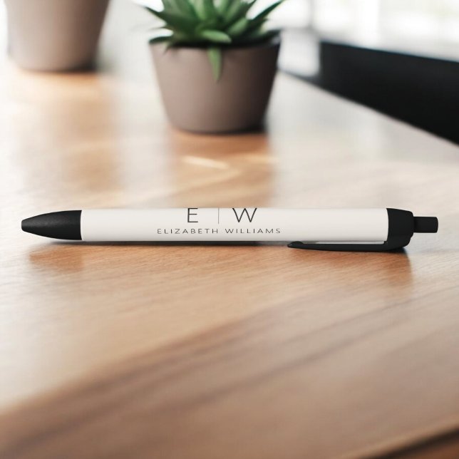 Neutral Elegant Modern Minimalist Monogram Name  Pen (Creator Uploaded)