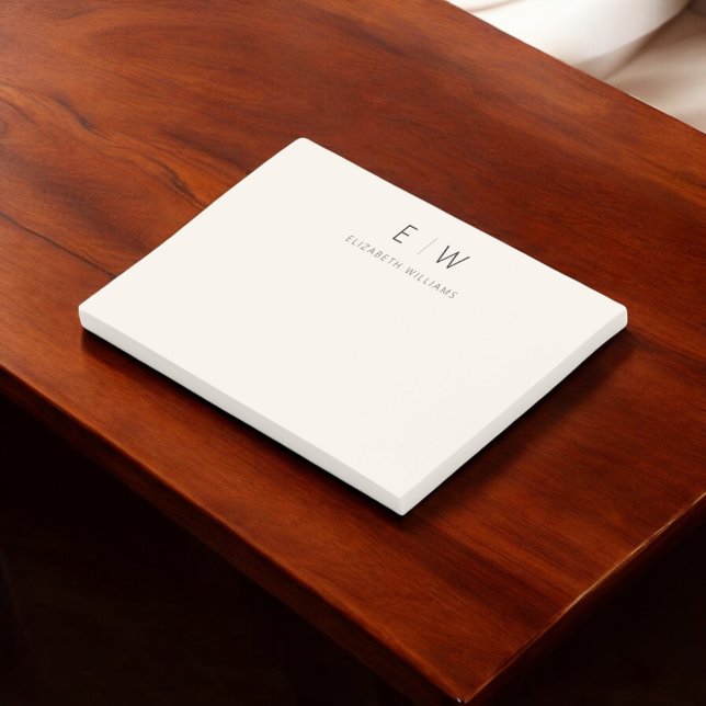 Neutral Elegant Modern Minimalist Monogram Name  Post-it Notes (Creator Uploaded)