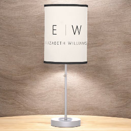 Neutral Elegant Modern Minimalist Monogram Name  Table Lamp