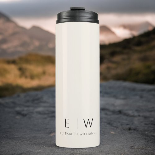 Neutral Elegant Modern Minimalist Monogram Name Thermal Tumbler