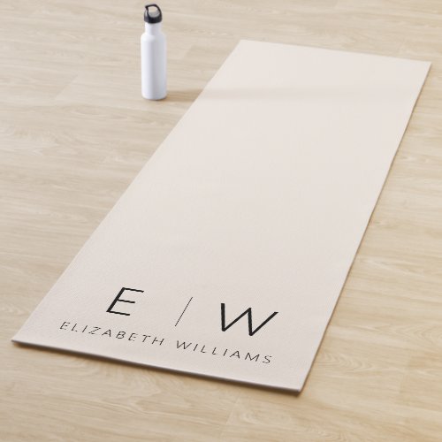 Neutral Elegant Modern Minimalist Monogram Name Yoga Mat