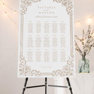 Neutral Elegant Vintage Wedding Seating Chart Foam Board