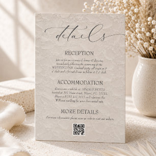 Neutral Elegant Wedding QR Details Enclosure Card