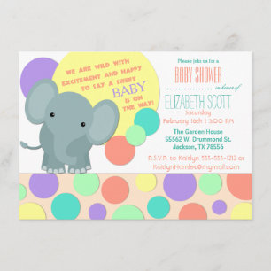 Neutral Elephant Baby Shower Invitation