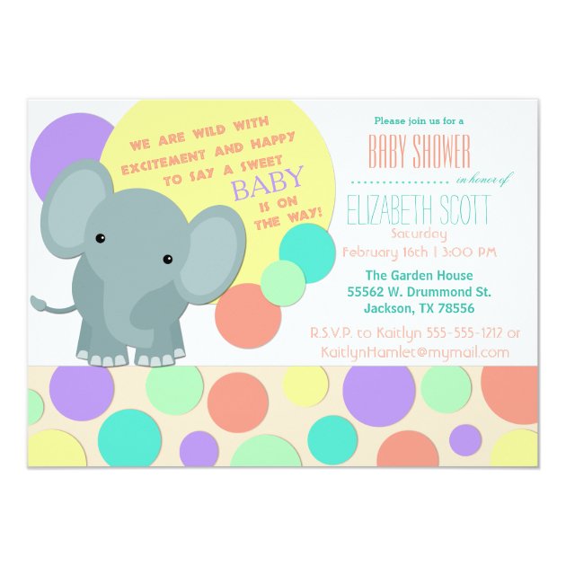 Neutral Elephant Baby Shower Invitation