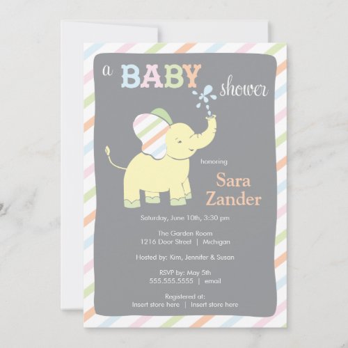 Neutral Elephant  |  Baby Shower Invitation