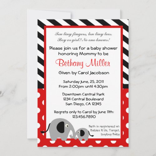 Neutral Elephant Baby Shower Invitation