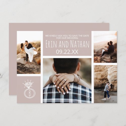 Neutral Engagement Ring Photo Save the Date Invitation