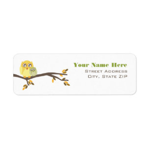 Neutral Fall Baby Shower Label Mom & Baby Owl