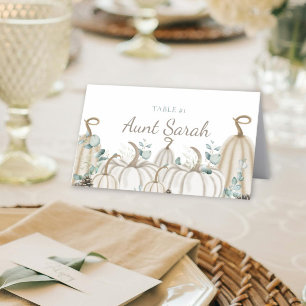 Neutral Fall Farmhouse Theme Pumpkin Placecards