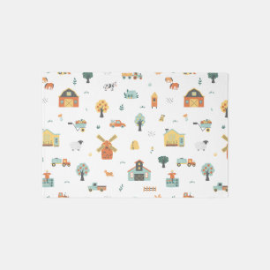 Neutral Farm Animal Kids Room Baby Nursery Rug