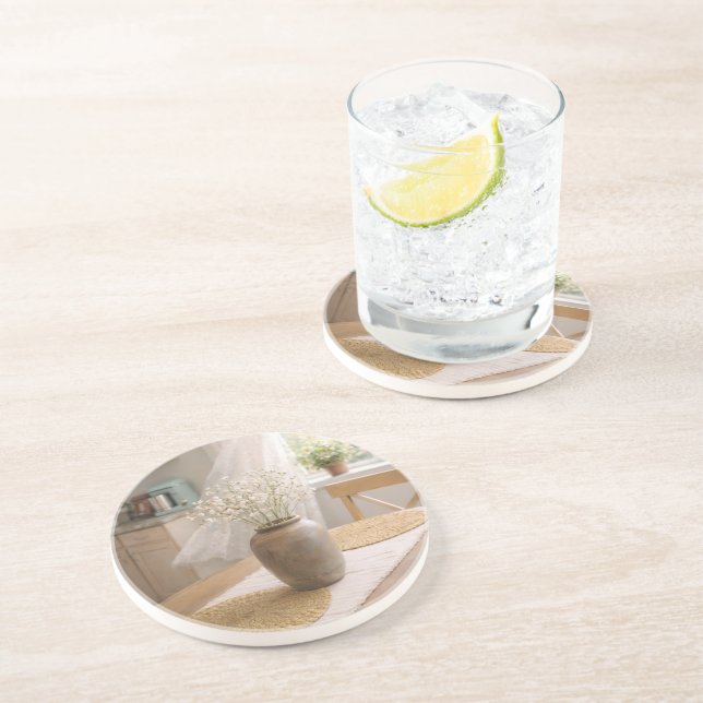  Neutral Farmhouse Floral Coasters (Side)