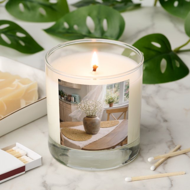 Neutral Farmhouse Wildflower Floral Scented Candle (Lit)