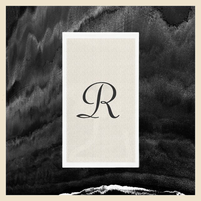 Neutral Faux Burlap Off White Monogrammed  Paper Guest Towels (Creator Uploaded)