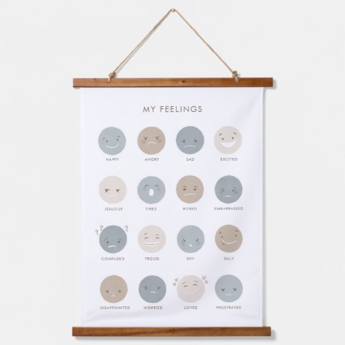 Neutral Feelings Emotions Chart Classroom Decor Hanging Tapestry