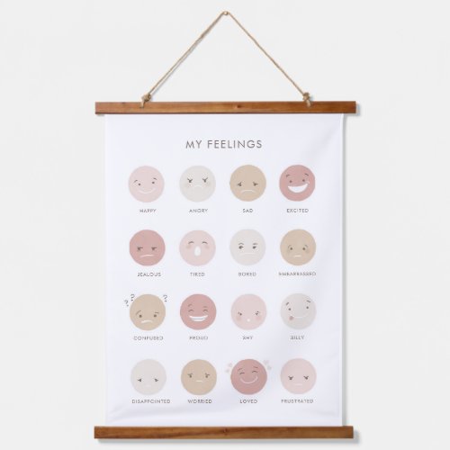 Neutral Feelings Emotions Chart Classroom Decor Hanging Tapestry