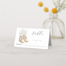 Neutral Floral Baby Shower Place Cards Tents