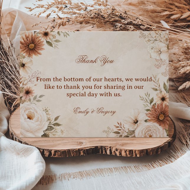 Neutral Floral Elegant Thank You Card (Creator Uploaded)