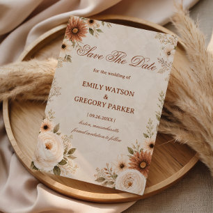 Neutral Floral Elegant Vintage Save The Date