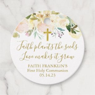 Neutral Floral Faith Plants the seeds Communion Favor Tags