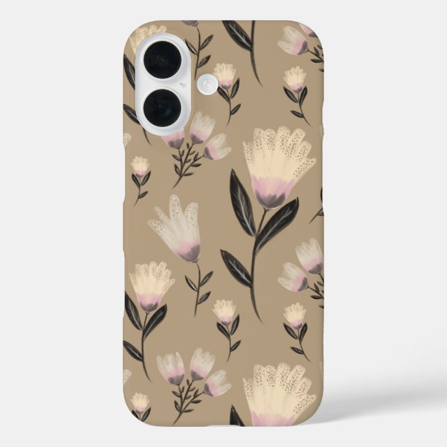 Neutral Floral iPhone Case | Soft Blush Modern Bot (Back)