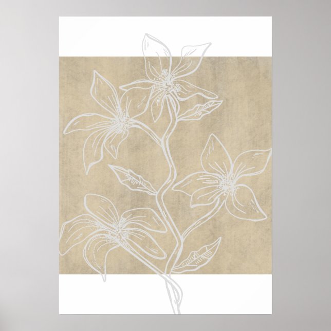 Neutral Floral Lime Wash Modern Poster (Front)