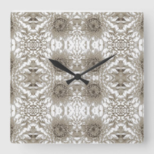 Neutral Floral Wall Clock   Elegant Farmhouse