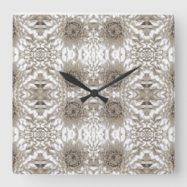 Neutral Floral Wall Clock | Elegant Farmhouse (Front)