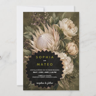 Neutral Floral Wedding Invitation Design