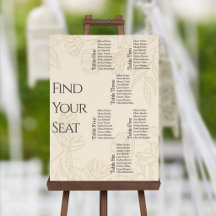 Neutral Floral Wedding Seating Chart Sign