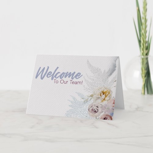 Neutral Floral Welcome to the Team New Employee Card