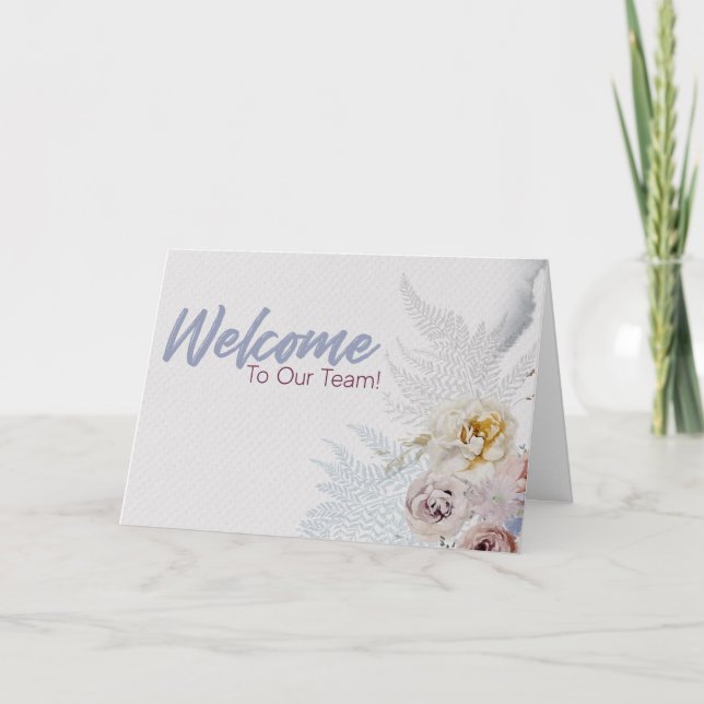 Neutral Floral Welcome to the Team New Employee Card (Front)
