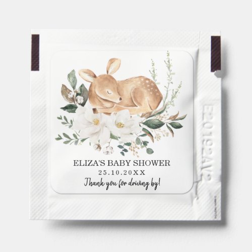 Neutral Floral Woodland Deer Baby Shower Favors Hand Sanitizer Packet