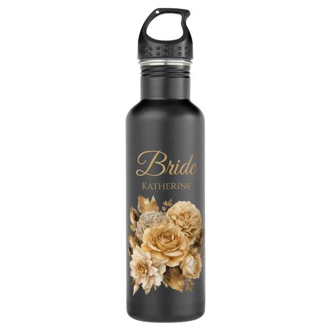Neutral Flower Bouquet-Bride- Stainless Steel Water Bottle (Front)