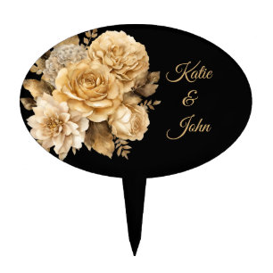 Neutral Flower Bouquet-Wedding Cake- Cake Topper