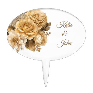 Neutral Flower Bouquet-Wedding Cake- Cake Topper