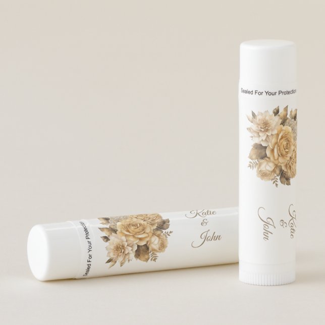 Neutral Flower Bouquet-Wedding Keepsake- Lip Balm (Front)