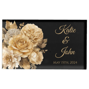 Neutral Flower Bouquet-Wedding- Place Card Holder