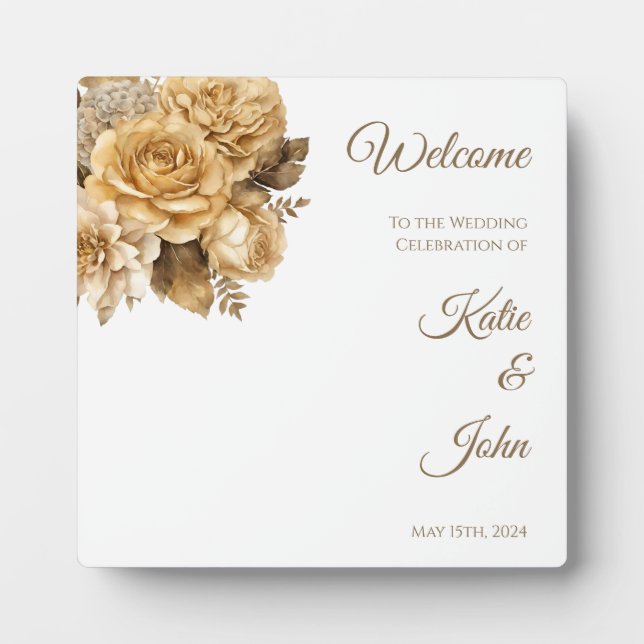Neutral Flower Bouquet-Wedding- Plaque (Front)