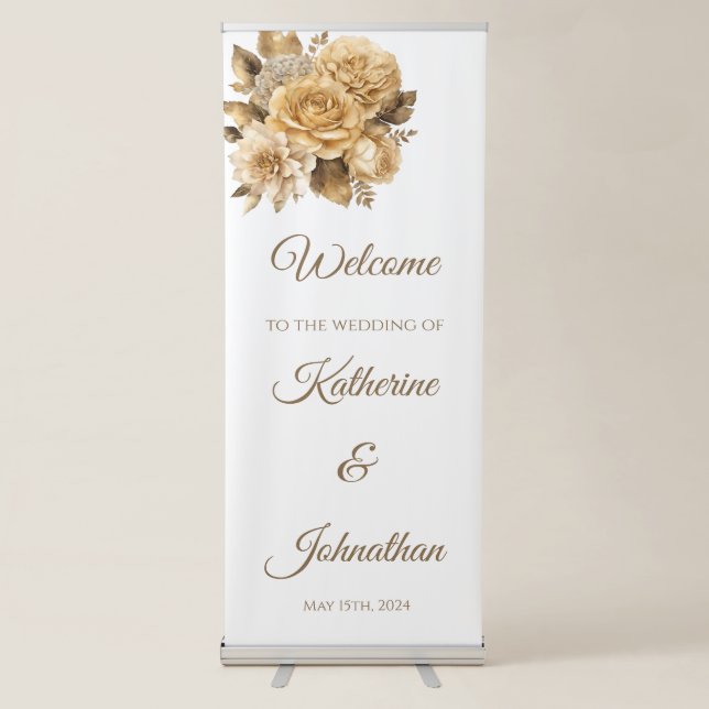 Neutral Flower Bouquet-Wedding- Retractable Banner (Front)