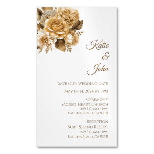 Neutral Flower Bouquet-White Wedding Save our Date Business Card Magnet